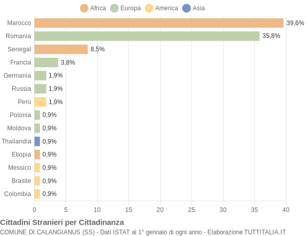 Grafico cittadinanza stranieri - Calangianus 2013