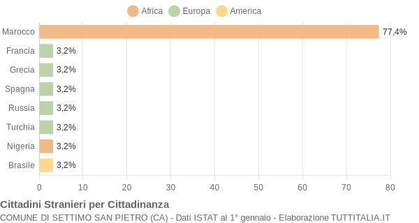 Grafico cittadinanza stranieri - Settimo San Pietro 2004