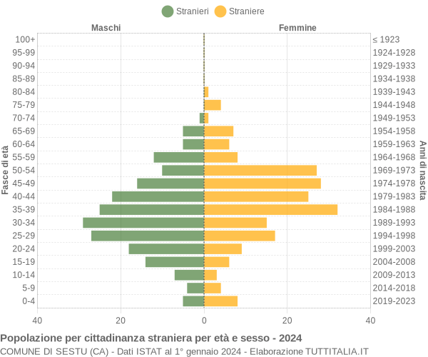 Grafico cittadini stranieri - Sestu 2024