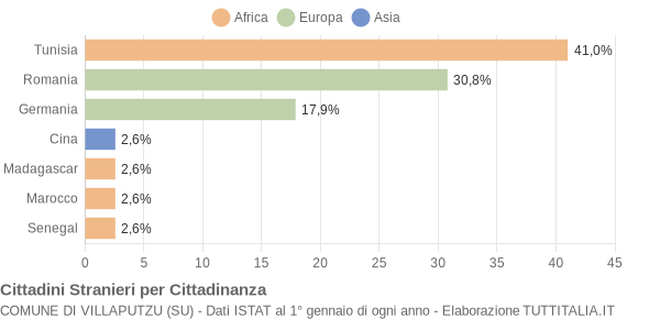 Grafico cittadinanza stranieri - Villaputzu 2008