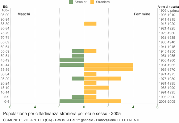 Grafico cittadini stranieri - Villaputzu 2005