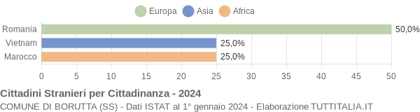 Grafico cittadinanza stranieri - Borutta 2024