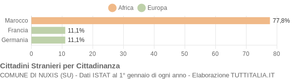 Grafico cittadinanza stranieri - Nuxis 2005