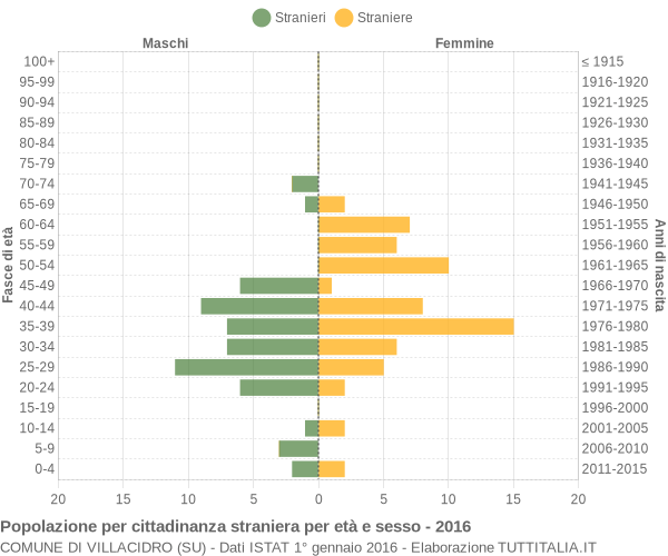 Grafico cittadini stranieri - Villacidro 2016