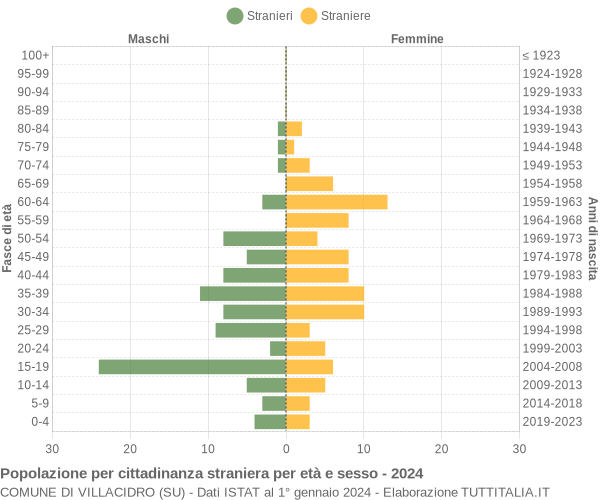 Grafico cittadini stranieri - Villacidro 2024