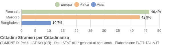 Grafico cittadinanza stranieri - Paulilatino 2019