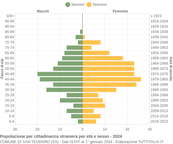 Grafico cittadini stranieri - San Teodoro 2024