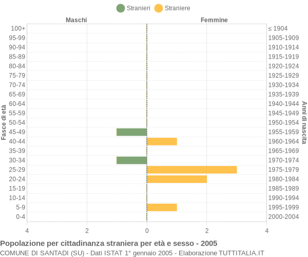 Grafico cittadini stranieri - Santadi 2005