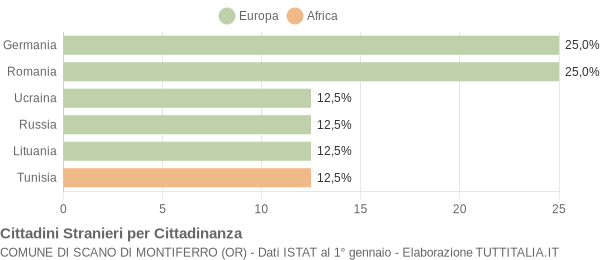 Grafico cittadinanza stranieri - Scano di Montiferro 2008