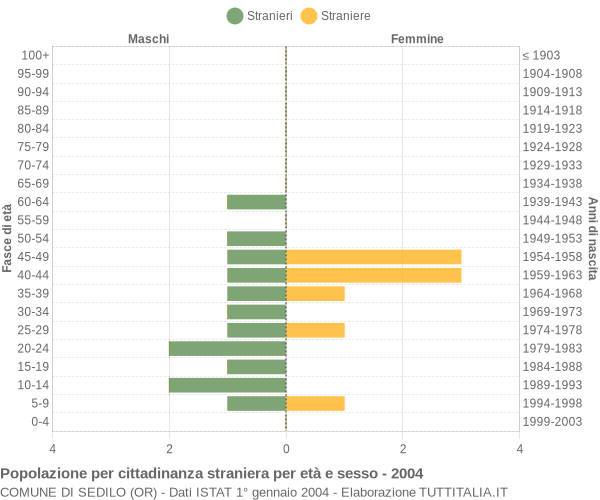 Grafico cittadini stranieri - Sedilo 2004