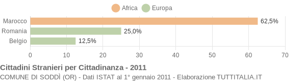 Grafico cittadinanza stranieri - Soddì 2011