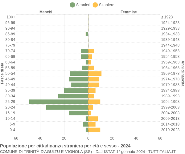 Grafico cittadini stranieri - Trinità d'Agultu e Vignola 2024