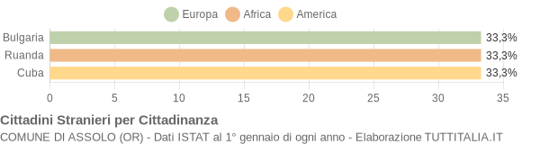 Grafico cittadinanza stranieri - Assolo 2005