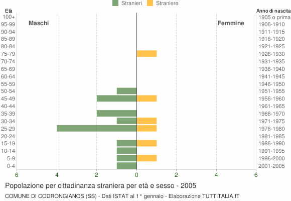 Grafico cittadini stranieri - Codrongianos 2005