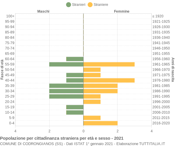 Grafico cittadini stranieri - Codrongianos 2021