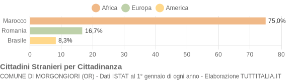 Grafico cittadinanza stranieri - Morgongiori 2005