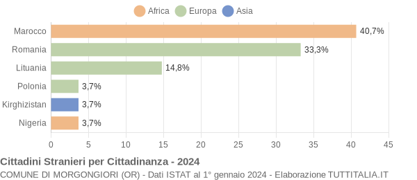 Grafico cittadinanza stranieri - Morgongiori 2024