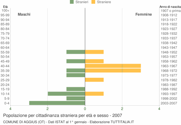 Grafico cittadini stranieri - Aggius 2007