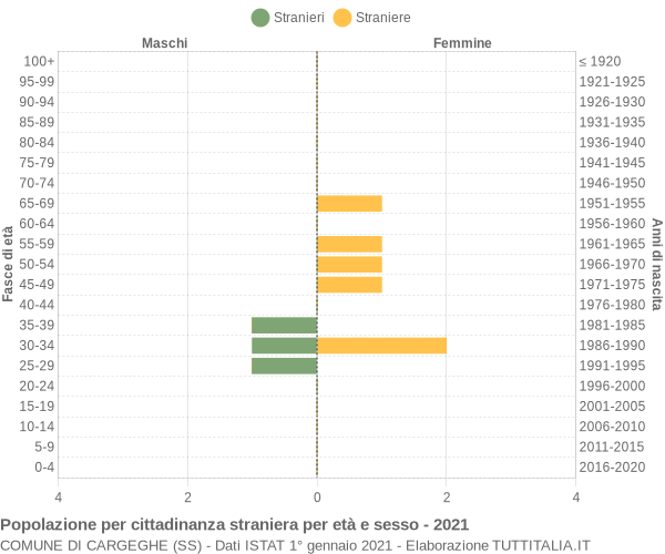 Grafico cittadini stranieri - Cargeghe 2021