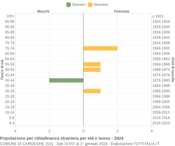 Grafico cittadini stranieri - Cargeghe 2024