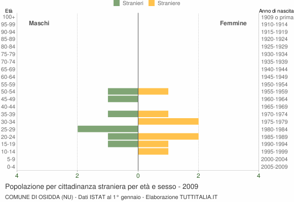 Grafico cittadini stranieri - Osidda 2009