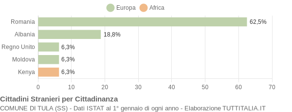 Grafico cittadinanza stranieri - Tula 2009