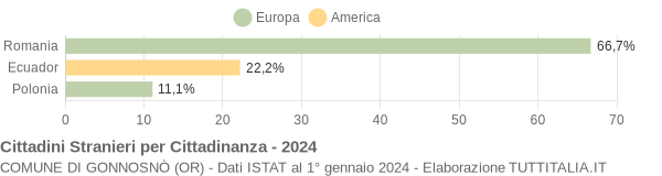 Grafico cittadinanza stranieri - Gonnosnò 2024