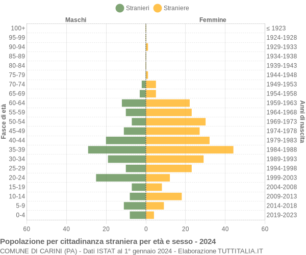 Grafico cittadini stranieri - Carini 2024