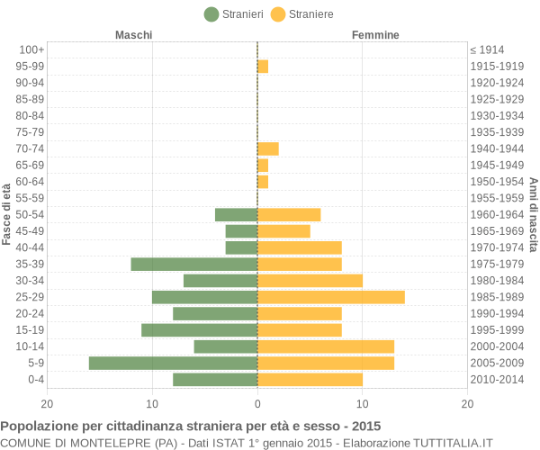 Grafico cittadini stranieri - Montelepre 2015