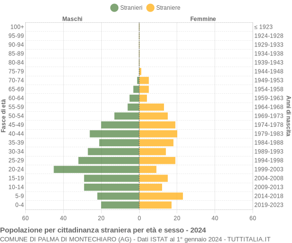 Grafico cittadini stranieri - Palma di Montechiaro 2024