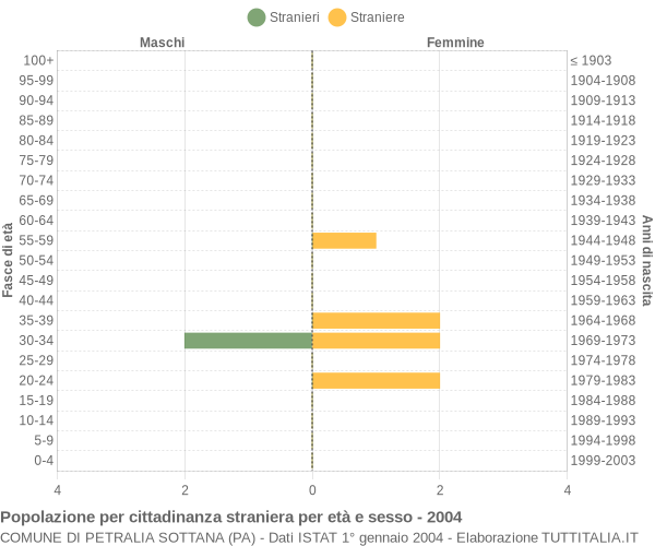 Grafico cittadini stranieri - Petralia Sottana 2004