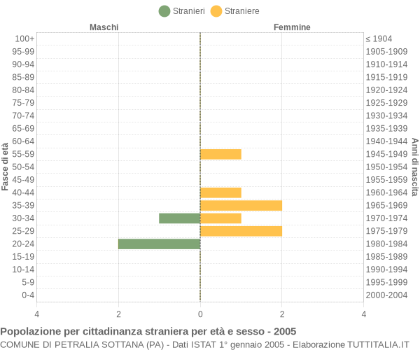 Grafico cittadini stranieri - Petralia Sottana 2005