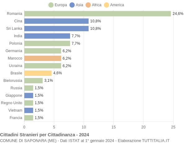 Grafico cittadinanza stranieri - Saponara 2024