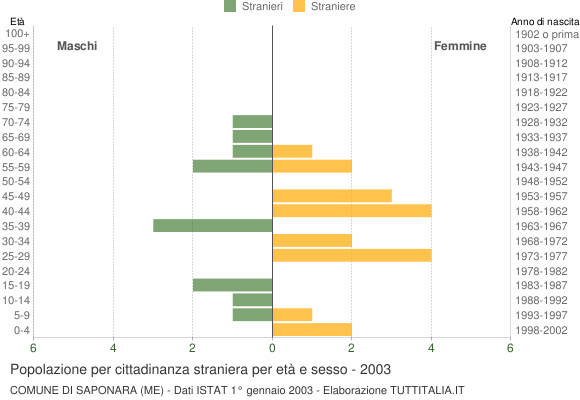 Grafico cittadini stranieri - Saponara 2003