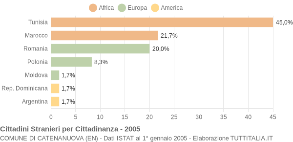 Grafico cittadinanza stranieri - Catenanuova 2005