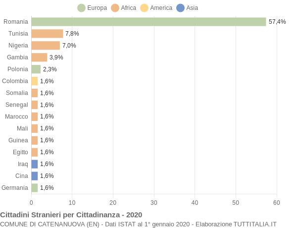 Grafico cittadinanza stranieri - Catenanuova 2020