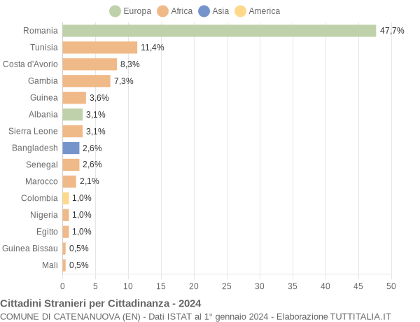 Grafico cittadinanza stranieri - Catenanuova 2024