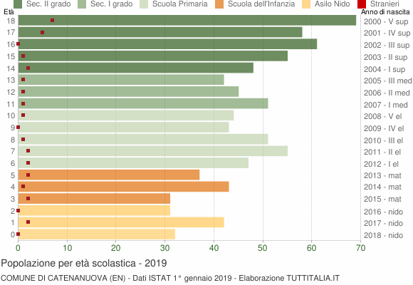 Grafico Popolazione in età scolastica - Catenanuova 2019