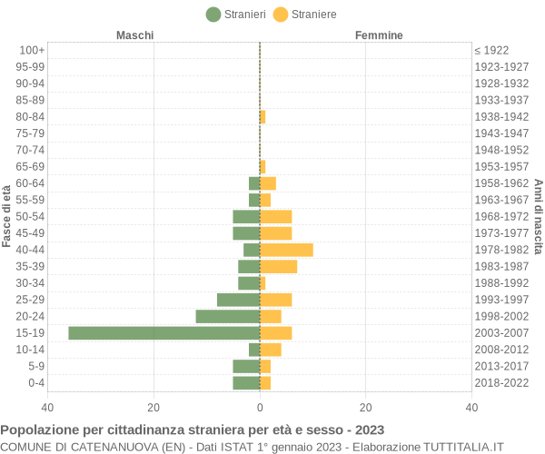 Grafico cittadini stranieri - Catenanuova 2023