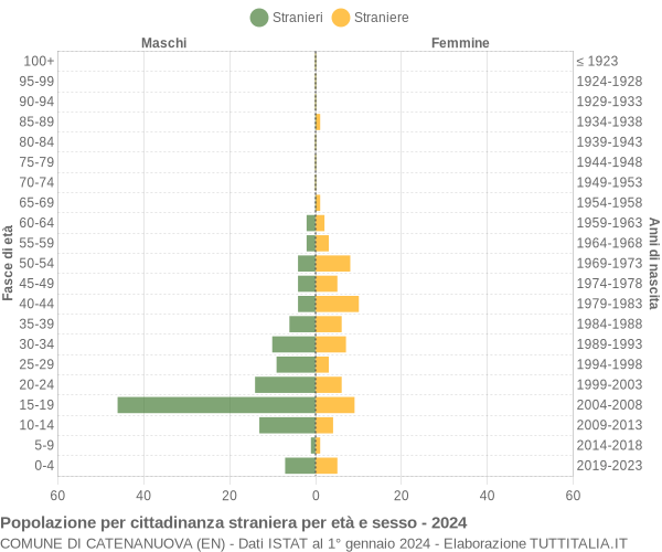 Grafico cittadini stranieri - Catenanuova 2024