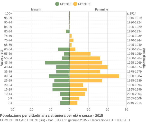 Grafico cittadini stranieri - Carlentini 2015