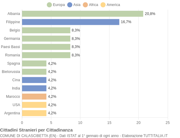 Grafico cittadinanza stranieri - Calascibetta 2004