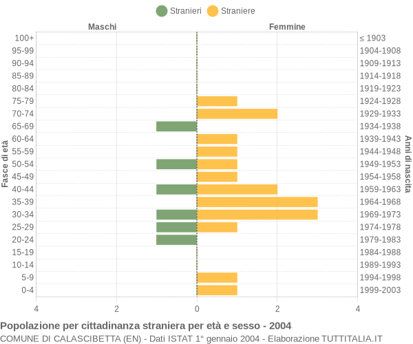Grafico cittadini stranieri - Calascibetta 2004