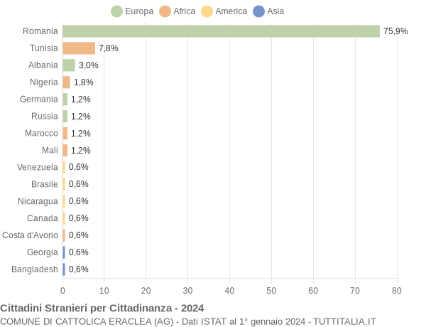 Grafico cittadinanza stranieri - Cattolica Eraclea 2024