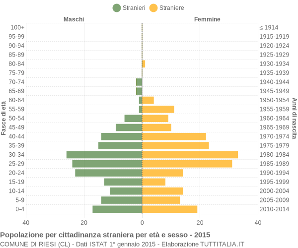 Grafico cittadini stranieri - Riesi 2015