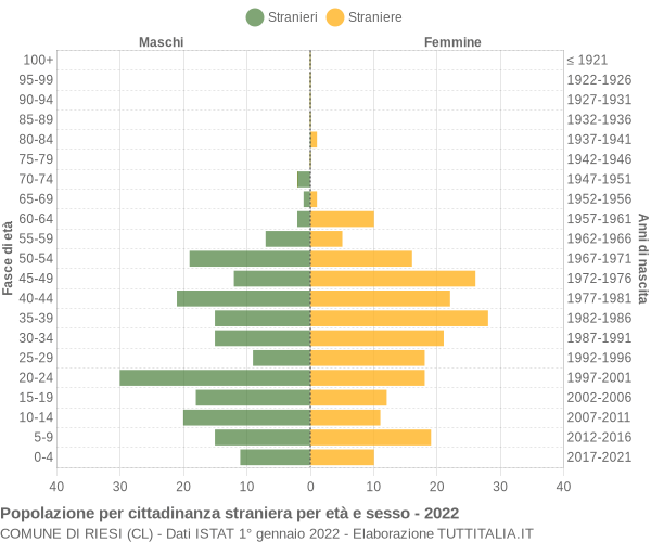 Grafico cittadini stranieri - Riesi 2022