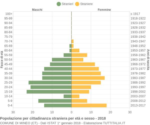 Grafico cittadini stranieri - Mineo 2018