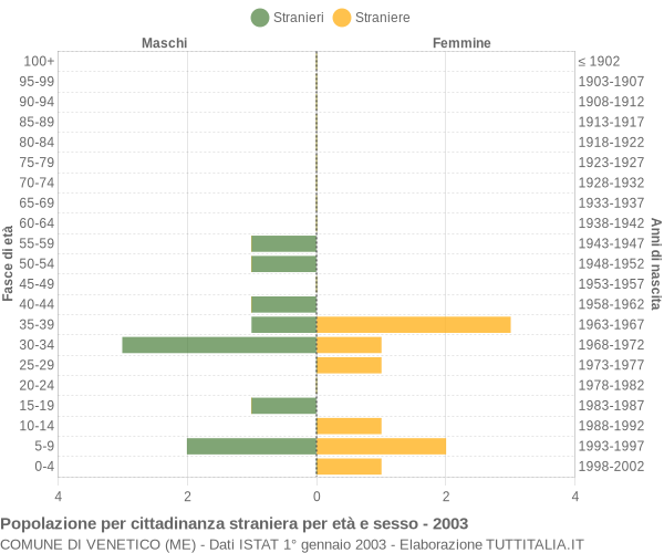Grafico cittadini stranieri - Venetico 2003