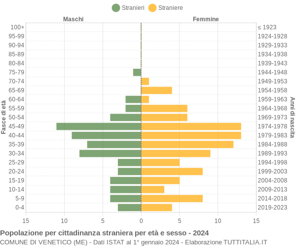 Grafico cittadini stranieri - Venetico 2024