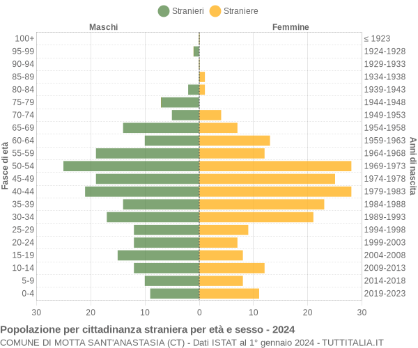 Grafico cittadini stranieri - Motta Sant'Anastasia 2024